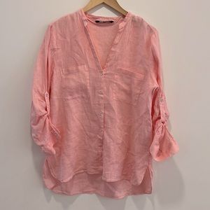 Zara linen pink button down. Size m
